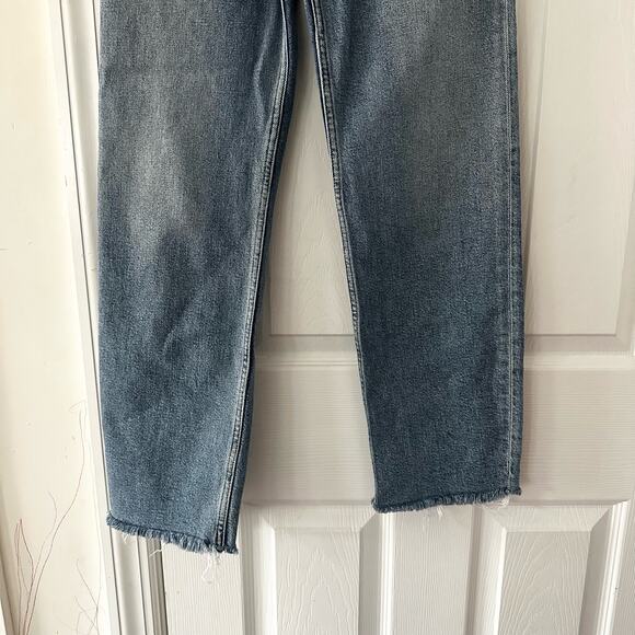 Re/Done Originals 2019 High Rise Stove Pipe Raw Hem Light Wash 25 190-3WSTV27 - Picture 6 of 13